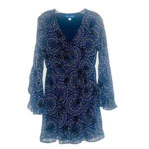 Blue Rain Blue V-Neck Bell Sleeve Dress